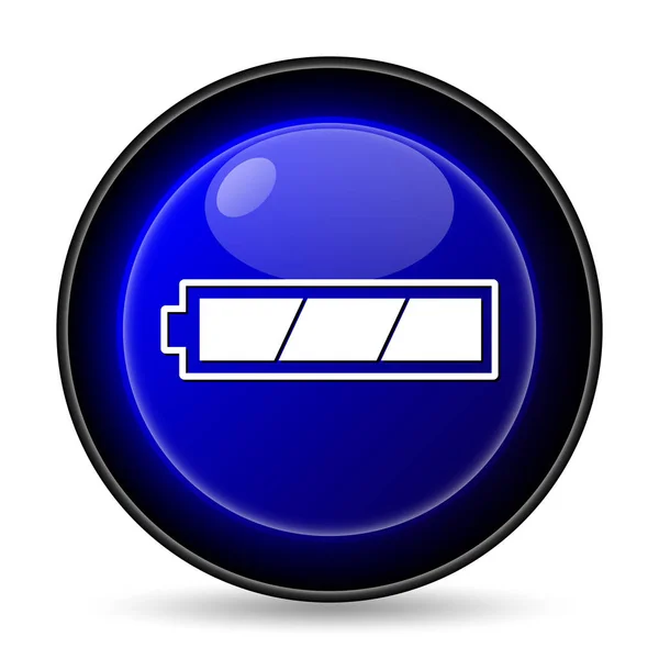 Fully Charged Battery Icon Internet Button White Background — Stock Photo, Image