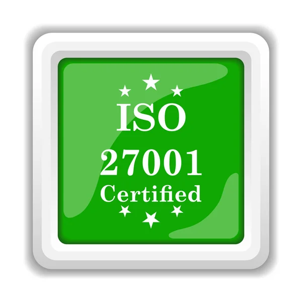 Iso 27001 Pictogram Internet Knop Witte Achtergrond — Stockfoto