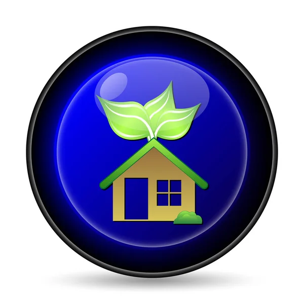 生态住宅图标 白色背景上的互联网按钮 — 图库照片