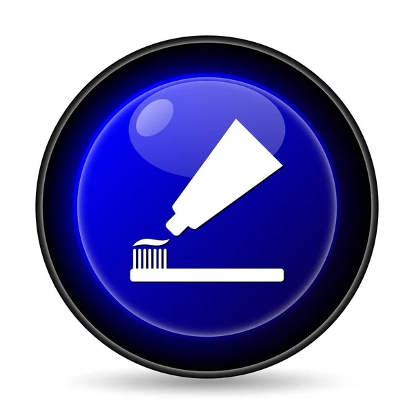 牙膏和画笔图标 白色背景上的互联网按钮 — 图库照片