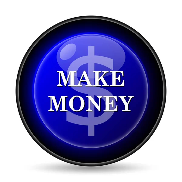 Make Money Icon Przycisk Internet Białym Tle — Zdjęcie stockowe