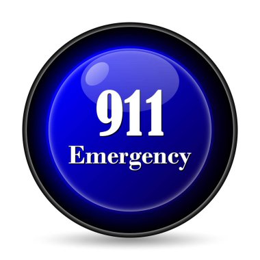 911 acil durum simgesi. Beyaz arka plan üzerinde Internet düğmesi