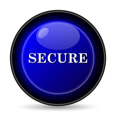 Güvenli simgesi. Beyaz arka plan üzerinde Internet düğmesi