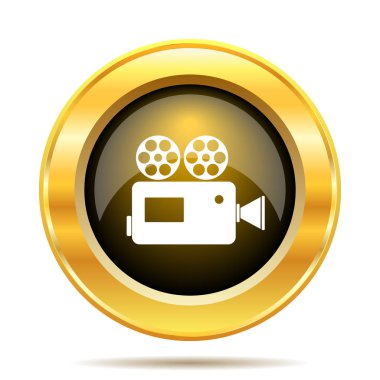 Video kamera simgesi. Beyaz arka plan üzerinde Internet düğmesi
