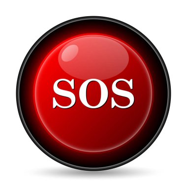 Sos simgesi. Beyaz arka plan üzerinde Internet düğmesi