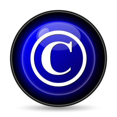 Telif hakkı simgesi. Beyaz arka plan üzerinde Internet düğmesi
