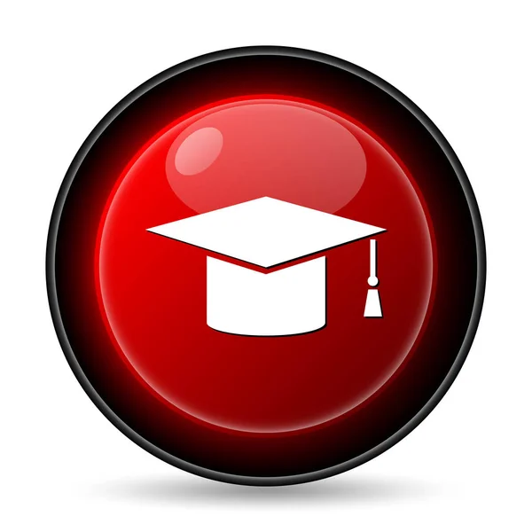 卒業アイコン 白い背景の上のインター ネット ボタン — ストック写真