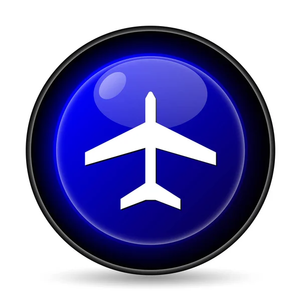 Uçak Simgesi Beyaz Arka Plan Üzerinde Internet Düğmesi — Stok fotoğraf