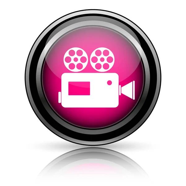 ビデオカメラのアイコン 白い背景の上のインター ネット ボタン — ストック写真