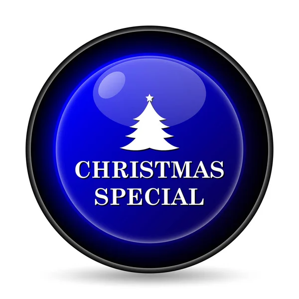 Ícone Especial Natal Botão Internet Fundo Branco — Fotografia de Stock