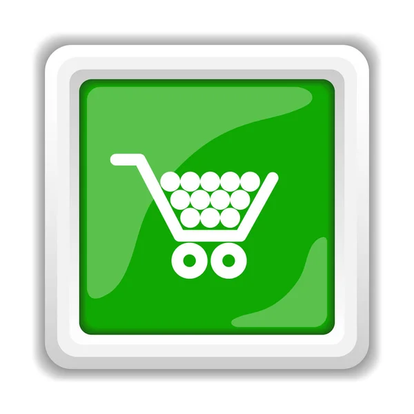 Shopping Cart Ikonen Internet Knappen Vit Bakgrund — Stockfoto