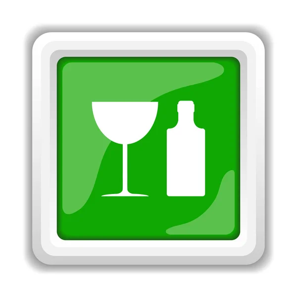 Μπουκάλι Και Ποτήρι Εικονίδιο Κουμπί Internet Άσπρο Φόντο — Φωτογραφία Αρχείου