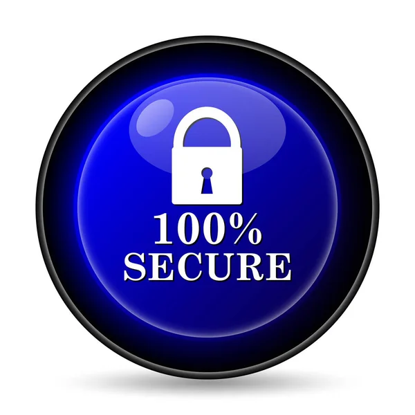 100 Bezpieczne Ikona Przycisk Internet Białym Tle — Zdjęcie stockowe