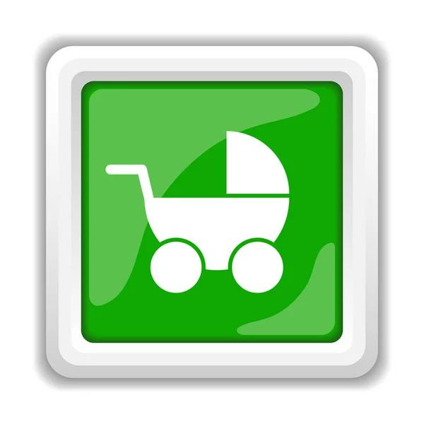 Ícone Carrinho Bebê Botão Internet Fundo Branco — Fotografia de Stock