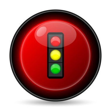 Trafik ışığı simgesi. Beyaz arka plan üzerinde Internet düğmesi