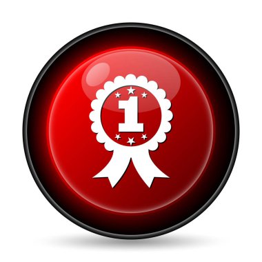 İlk ödül kurdele simgesi. Beyaz arka plan üzerinde Internet düğmesi