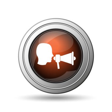 Megafon simgesi. Beyaz arka plan üzerinde Internet düğmesi