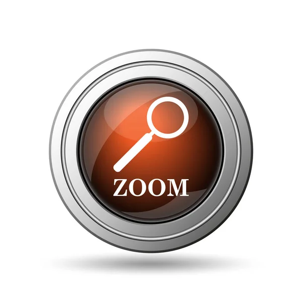 Zoom Con Icona Loupe Pulsante Internet Sfondo Bianco — Foto Stock