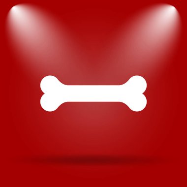 Kemik simgesi. Kırmızı zemin üzerine düz simgesi