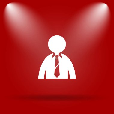 İş adamı simgesi. Kırmızı zemin üzerine düz simgesi