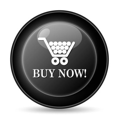 Alışveriş Sepeti simgesini şimdi satın alın. Beyaz arka plan üzerinde Internet düğmesi