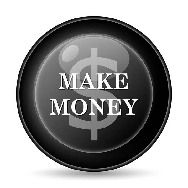 Make Money Icon Przycisk Internet Białym Tle — Zdjęcie stockowe