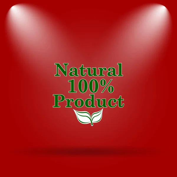 100 Percent Natural Product Icon Flat Icon Red Background — Stock Photo, Image