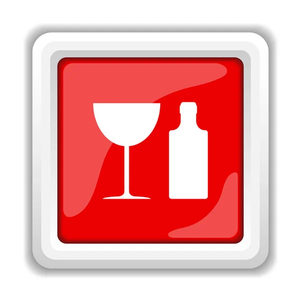 Flasche und Glas Ikone — Stockfoto