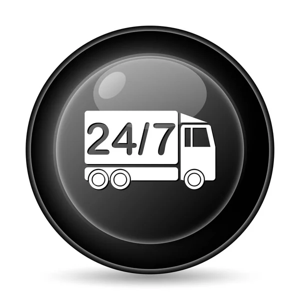Dostawy Ciężarówka Ikona Przycisk Internet Białym Tle — Zdjęcie stockowe