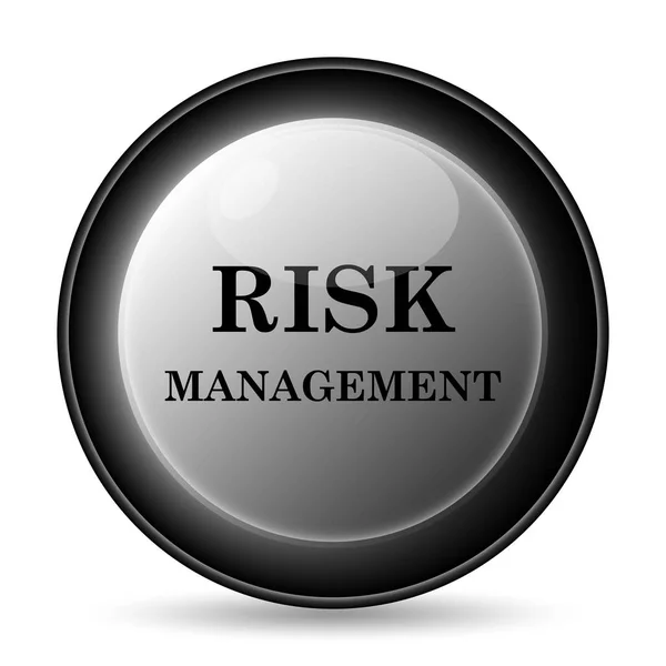 Risk Yönetimi Simgesini Beyaz Arka Plan Üzerinde Internet Düğmesi — Stok fotoğraf