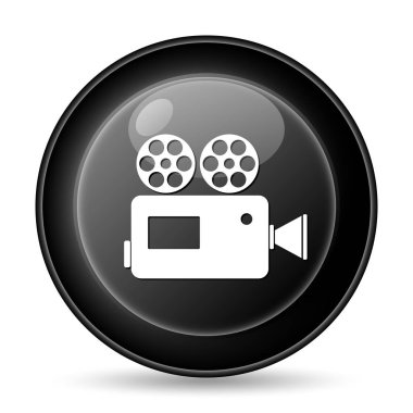 Video kamera simgesi. Beyaz arka plan üzerinde Internet düğmesi