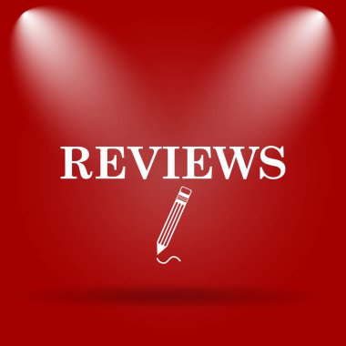 Değerlendirme simgesi. Kırmızı zemin üzerine düz simgesi