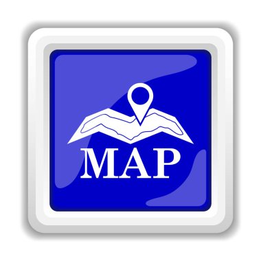 Harita simgesi. Beyaz arka plan üzerinde Internet düğmesi
