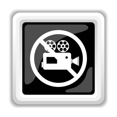Yasak video kamera simgesi. Beyaz arka plan üzerinde Internet düğmesi