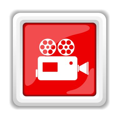 Video kamera simgesi. Beyaz arka plan üzerinde Internet düğmesi