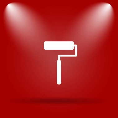 Silindir simgesi. Kırmızı zemin üzerine düz simgesi