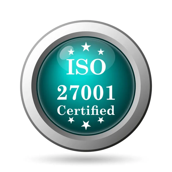 Iso 27001 Pictogram Internet Knop Witte Achtergrond — Stockfoto