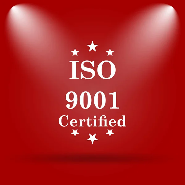 Ícone Iso9001 Ícone Plano Fundo Vermelho — Fotografia de Stock