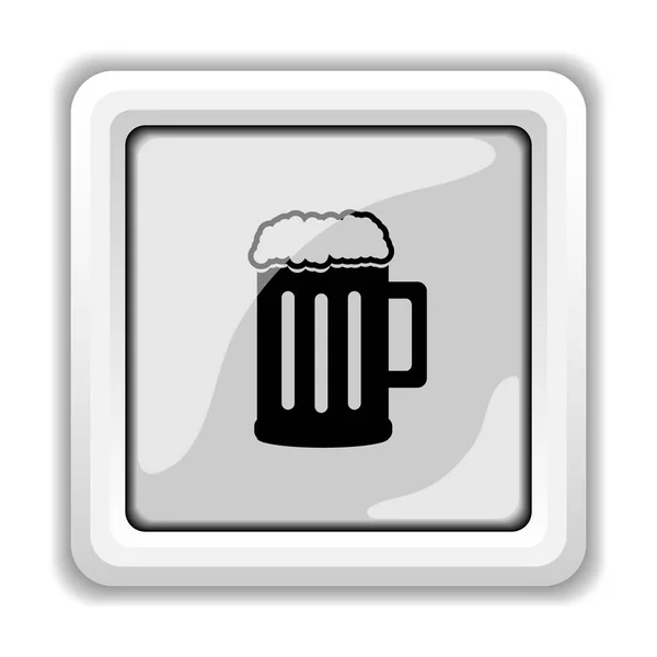 Icono Cerveza Botón Internet Sobre Fondo Blanco —  Fotos de Stock