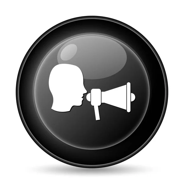 メガホン アイコン 白い背景の上のインター ネット ボタン — ストック写真