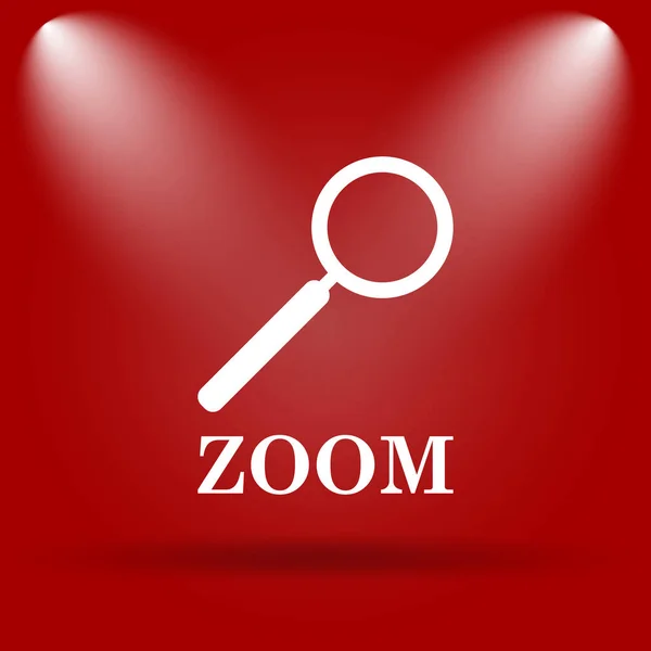 Zoom Avec Icône Loupe Icône Plate Sur Fond Rouge — Photo