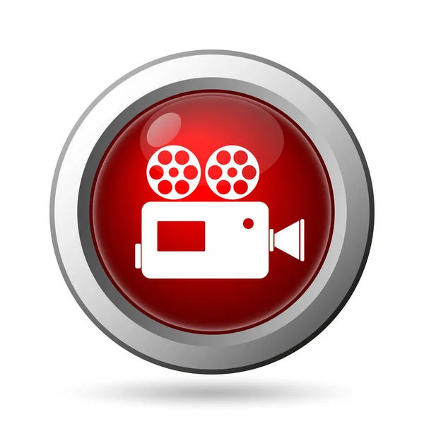 ビデオカメラのアイコン 白い背景の上のインター ネット ボタン — ストック写真