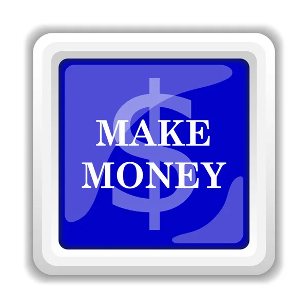 Maak Geld Pictogram Internet Knop Witte Achtergrond — Stockfoto