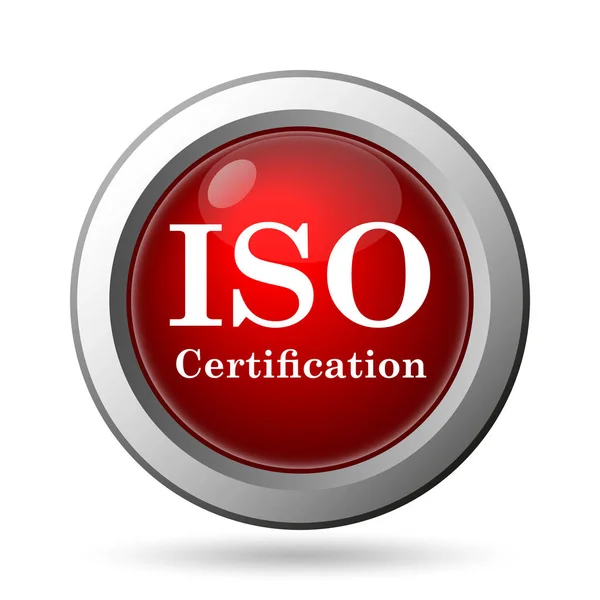 Icona Certificazione Iso Pulsante Internet Sfondo Bianco — Foto Stock