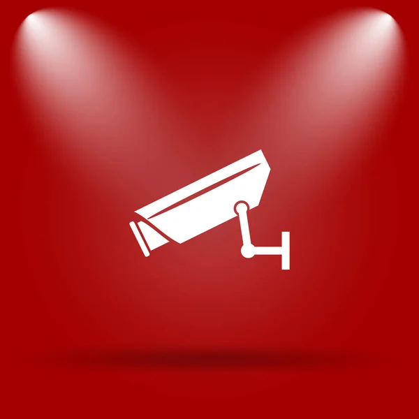 Ícone Câmara Vigilância Ícone Plano Fundo Vermelho — Fotografia de Stock