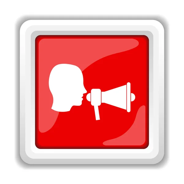 メガホン アイコン 白い背景の上のインター ネット ボタン — ストック写真