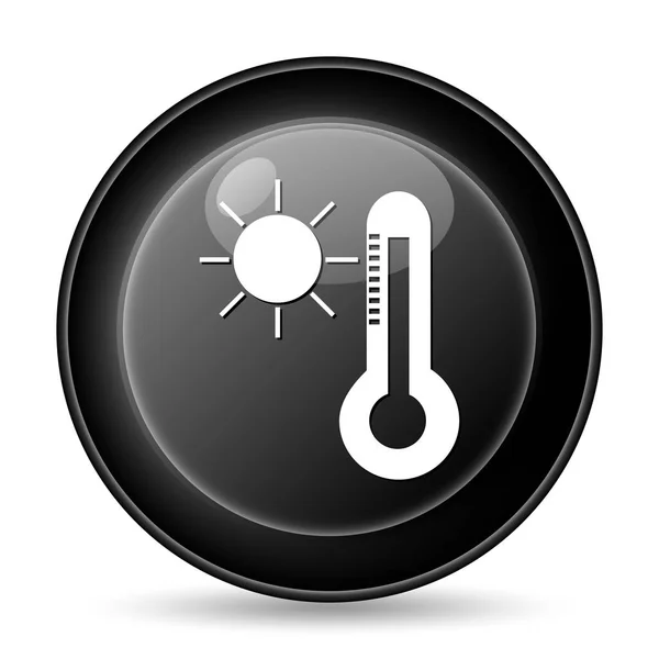 Ikona Słońca Termometr Przycisk Internet Białym Tle — Zdjęcie stockowe