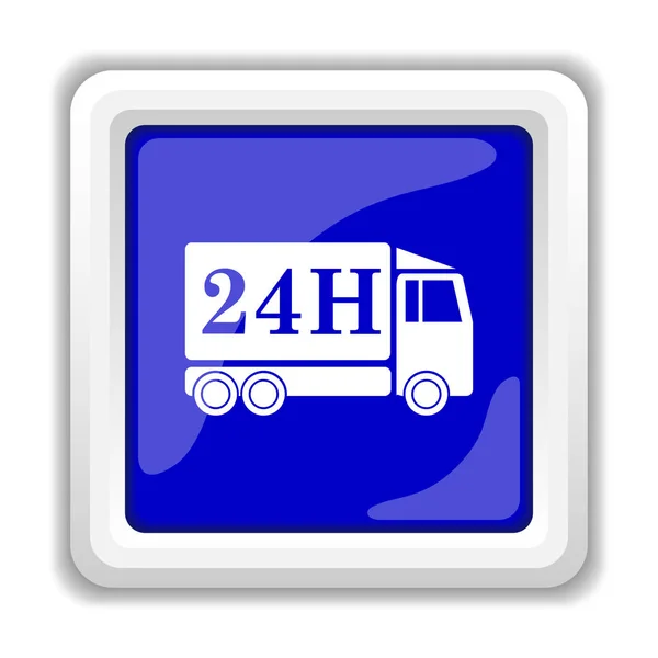 24U Levering Vrachtwagen Pictogram Internet Knop Witte Achtergrond — Stockfoto