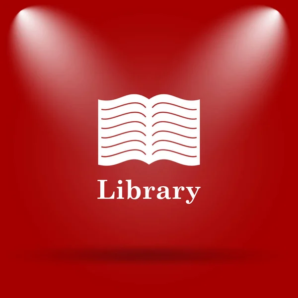 Ícone Biblioteca Ícone Plano Fundo Vermelho — Fotografia de Stock