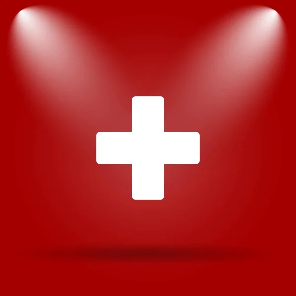 Tıbbi Çapraz Simgesi Kırmızı Zemin Üzerine Düz Simgesi — Stok fotoğraf